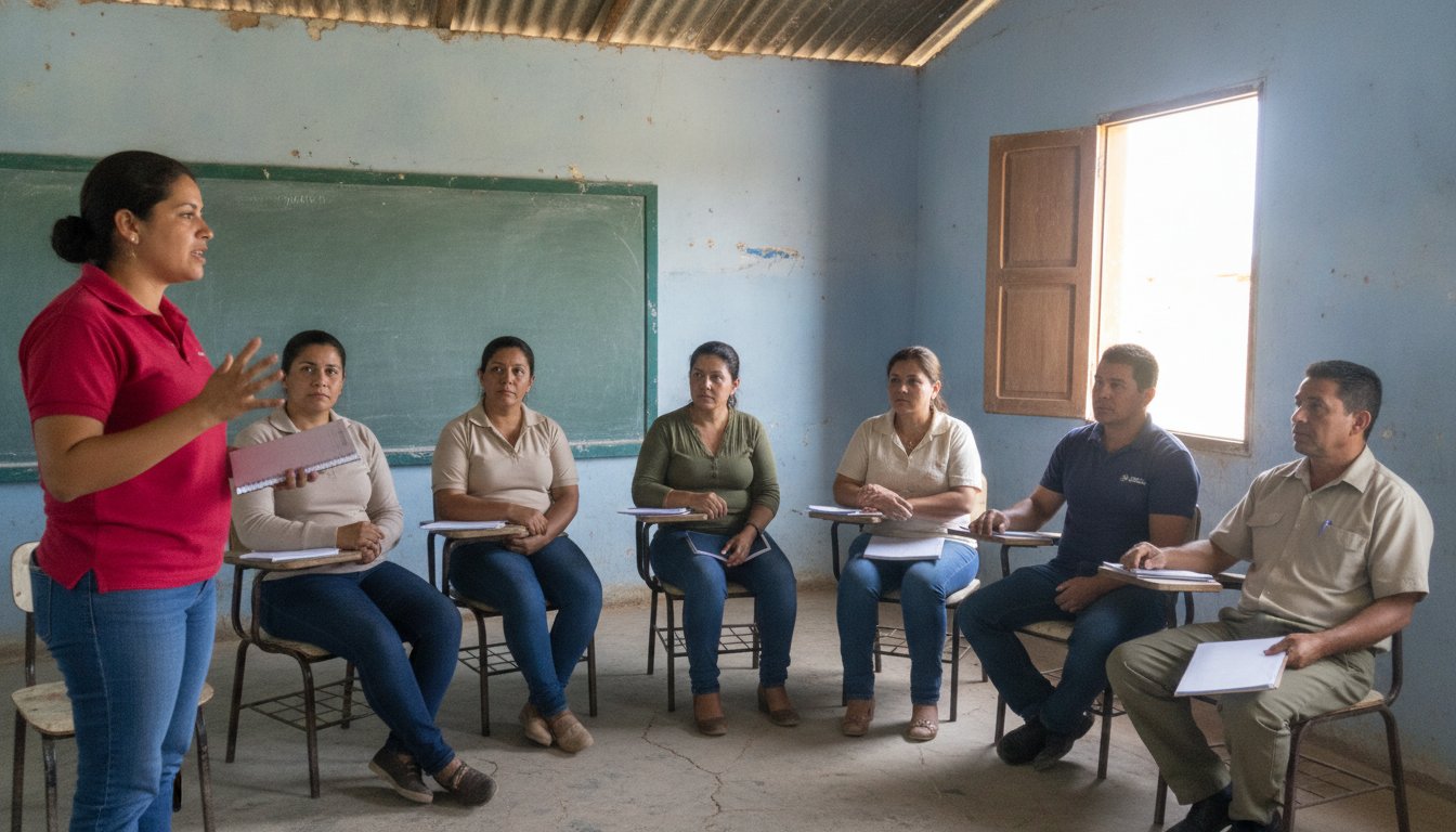 Grupo focal con docentes en un aula rural