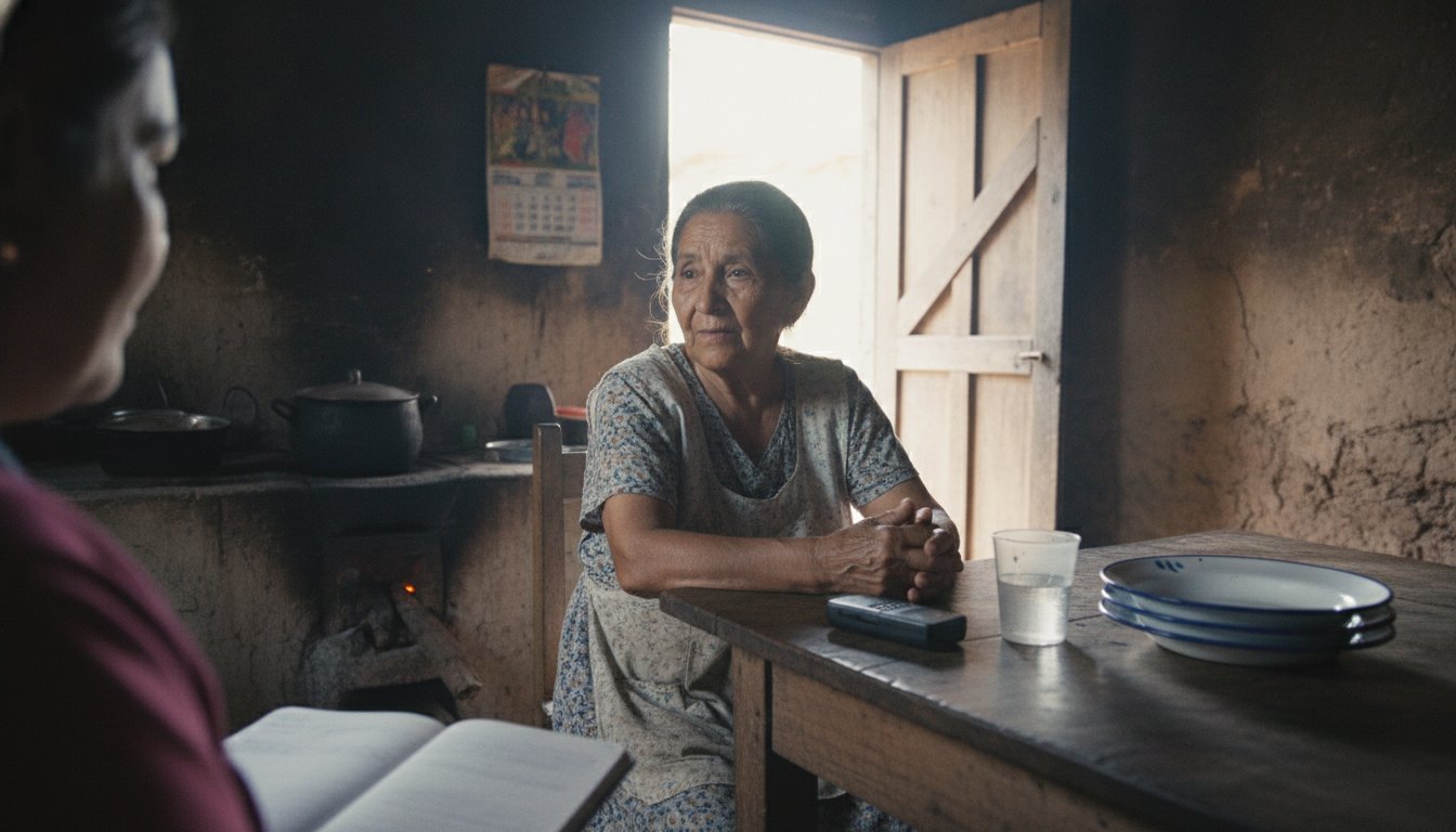 Entrevista individual en una cocina rural